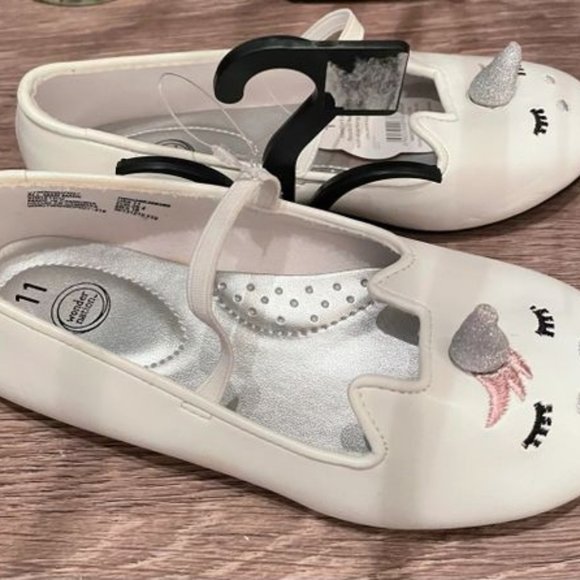 New Girls Wonder Nation Unicorn Shoes, Casual Flats, White, Size 11 (574864916) - Picture 1 of 1